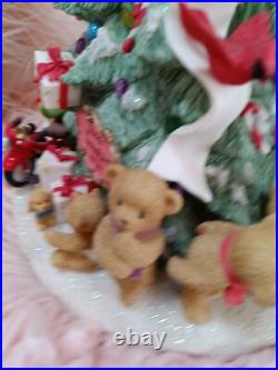Cherished Teddies Lighted Christmas Tree Plays Tune We Wish You Merry Christmas