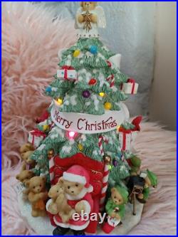 Cherished Teddies Lighted Christmas Tree Plays Tune We Wish You Merry Christmas