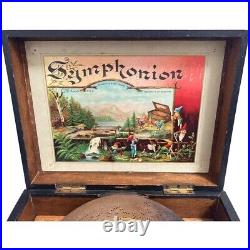 Circa. 1870s Victorian Antique SYMPHONION Hand-wound music box with 33 discs