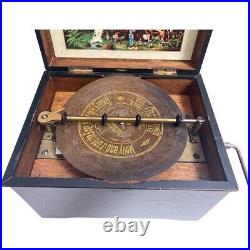 Circa. 1870s Victorian Antique SYMPHONION Hand-wound music box with 33 discs