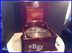 Circa 1900 Antique Mahogany Mira 12 Music Box with 2 Discs Best Ever Heard