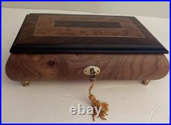 Classic Style Burl-Elm with Rosewood/Walnut Border Musical Jewelry Box