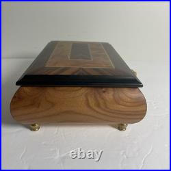 Classic Style Burl-Elm with Rosewood/Walnut Border Musical Jewelry Box