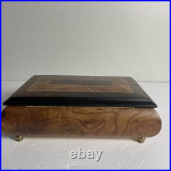 Classic Style Burl-Elm with Rosewood/Walnut Border Musical Jewelry Box