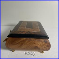 Classic Style Burl-Elm with Rosewood/Walnut Border Musical Jewelry Box