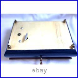 Cobalt Blue Jewelry Music Box, Made in Italy Reuge with Key 1940s VTG