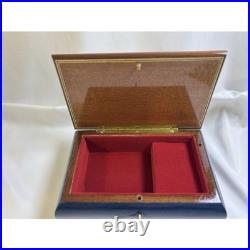 Cobalt Blue Jewelry Music Box, Made in Italy Reuge with Key 1940s VTG