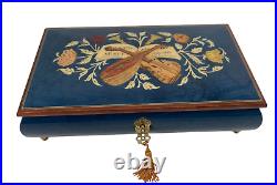 Collectible Reuge Sainte-Croix Swiss Music Box, Fine Woods Inlaid Varnished Hand