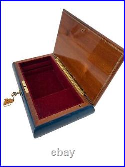 Collectible Reuge Sainte-Croix Swiss Music Box, Fine Woods Inlaid Varnished Hand