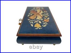 Collectible Reuge Sainte-Croix Swiss Music Box, Fine Woods Inlaid Varnished Hand