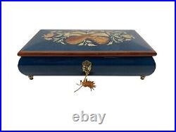 Collectible Reuge Sainte-Croix Swiss Music Box, Fine Woods Inlaid Varnished Hand