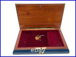 Collectible Reuge Sainte-Croix Swiss Music Box, Fine Woods Inlaid Varnished Hand