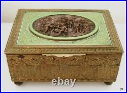 Cont European Brass/Bronze Enameled Music Box
