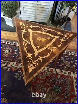 Corner Triangle Table Italian Marquetry Inlaid Wood Music Jewelry Storage Box