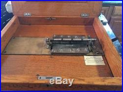 Criterion Double Comb Music Box Original Detailed Oak Wood & 30 Discs Included