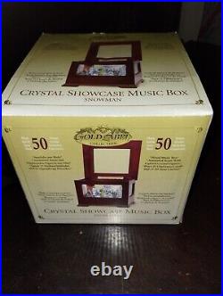 Crystal Showcase Music Box Snowman Plays 50 Songs Gold Label Mr Christmas New