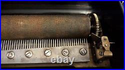 Cylinder Music Box Large 10 Airs Songs Hand Crank Wood Antique 63 Keys Roller