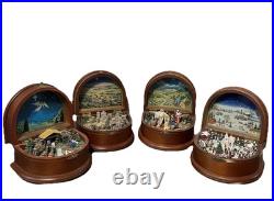 Danbury Mint Lot 4 Music Box 3 Unique Nativity 1 White Christmas Wood Distressed