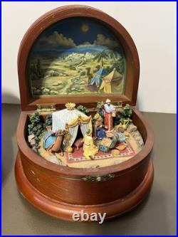 Danbury Mint Lot 4 Music Box 3 Unique Nativity 1 White Christmas Wood Distressed