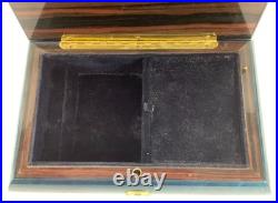 Dancing Ballerinas Locking Music Box Jewelry Box Wood Inlay Blue withKey Emperor W