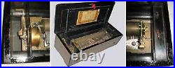 Dated 1876 (8) SONG Swiss 13 Lg Cylinder Lyre MUSIC BOX -Top withINLAID SCENE