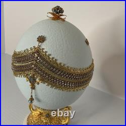 Decorative Signed Egg Music Box Plays Memories Vintage