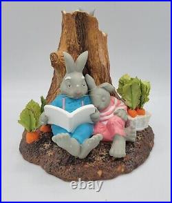 Dept 56 Hideaway Easter Bunnies Hollow Motion Music Box RARE WORKS