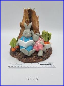 Dept 56 Hideaway Easter Bunnies Hollow Motion Music Box RARE WORKS