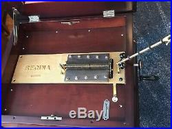 Double Comb REGINA 15 1/2 Disk Music Box with 14 Disks In Cabinet Mahogany