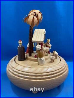 ERZGEBIRGE Christmas Music Box Nativity Carved Wood Richard Glaesser Germany Box