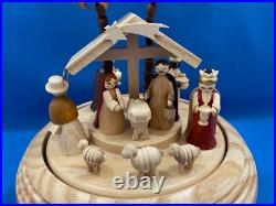 ERZGEBIRGE Christmas Music Box Nativity Carved Wood Richard Glaesser Germany Box