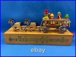 ERZGEBIRGE Steinbach Music Box Band Wagon Carved Wood REUGE Germany Vintage