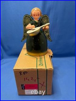 ERZGEBIRGE Ulbricht REUGE Christmas Music Box Green Angel Wood Germany Box