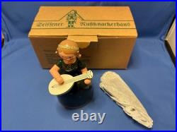 ERZGEBIRGE Ulbricht REUGE Christmas Music Box Green Angel Wood Germany Box