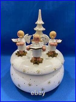 ERZGEBIRGE Ulbricht REUGE Christmas Music Box Musical Angels Wood Germany Vtg