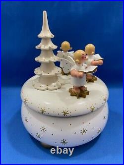 ERZGEBIRGE Ulbricht REUGE Christmas Music Box Musical Angels Wood Germany Vtg