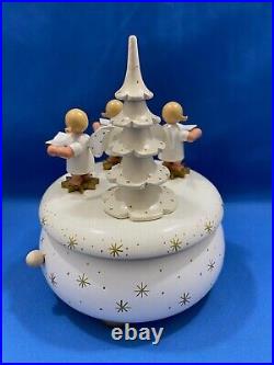 ERZGEBIRGE Ulbricht REUGE Christmas Music Box Musical Angels Wood Germany Vtg