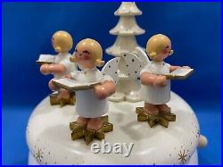 ERZGEBIRGE Ulbricht REUGE Christmas Music Box Musical Angels Wood Germany Vtg