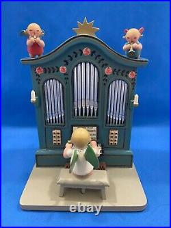 ERZGEBIRGE Wendt Kuhn THORENS Music Box Angel Organ Carved Wood Germany Vtg