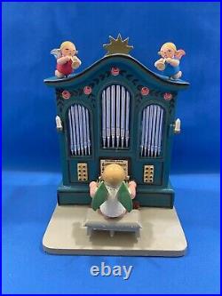 ERZGEBIRGE Wendt Kuhn THORENS Music Box Angel Organ Carved Wood Germany Vtg