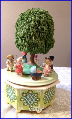 ERZGEBIRGE Wendt Kuhn THORENS Spring Music Box Children Carved Wood Germany Vtg