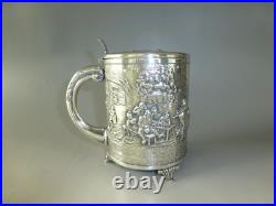 EXC. Rare Vintage Reuge Music Box Large Sterling Pewter Beer stein Musical Cup