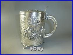 EXC. Rare Vintage Reuge Music Box Large Sterling Pewter Beer stein Musical Cup