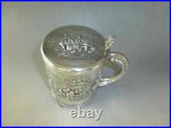 EXC. Rare Vintage Reuge Music Box Large Sterling Pewter Beer stein Musical Cup