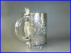 EXC. Rare Vintage Reuge Music Box Large Sterling Pewter Beer stein Musical Cup