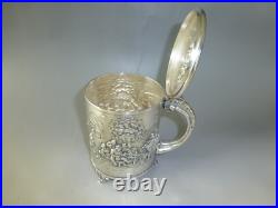 EXC. Rare Vintage Reuge Music Box Large Sterling Pewter Beer stein Musical Cup