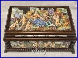EXC Swiss REUGE 3/72 Music Box, Capodimonte Ceramic Chopin's Tristesse VIDEO