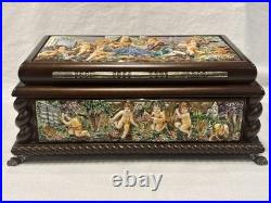 EXC Swiss REUGE 3/72 Music Box, Capodimonte Ceramic Chopin's Tristesse VIDEO