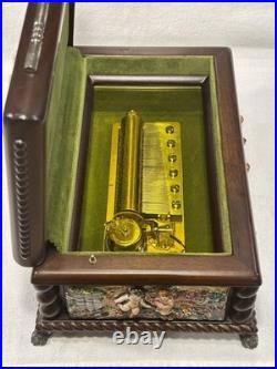 EXC Swiss REUGE 3/72 Music Box, Capodimonte Ceramic Chopin's Tristesse VIDEO