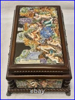 EXC Swiss REUGE 3/72 Music Box, Capodimonte Ceramic Chopin's Tristesse VIDEO